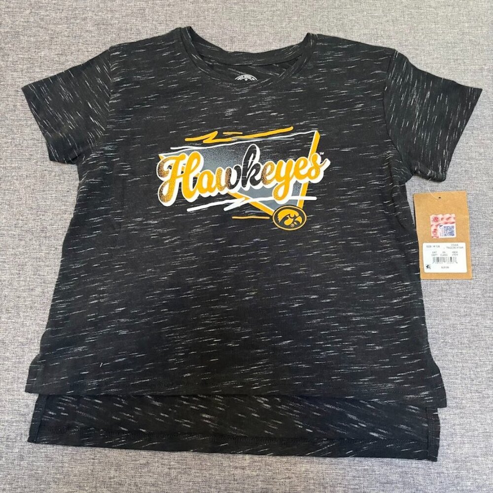 NCAA Iowa Hawkeyes Girls' Short Sleeve Heathered Shirt, M (7/8)
